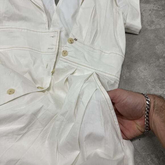 Maeve By Anthropologie Women White Short Sleeve Front Slit Poplin Shirt Dress 12 - Picture 10 of 10